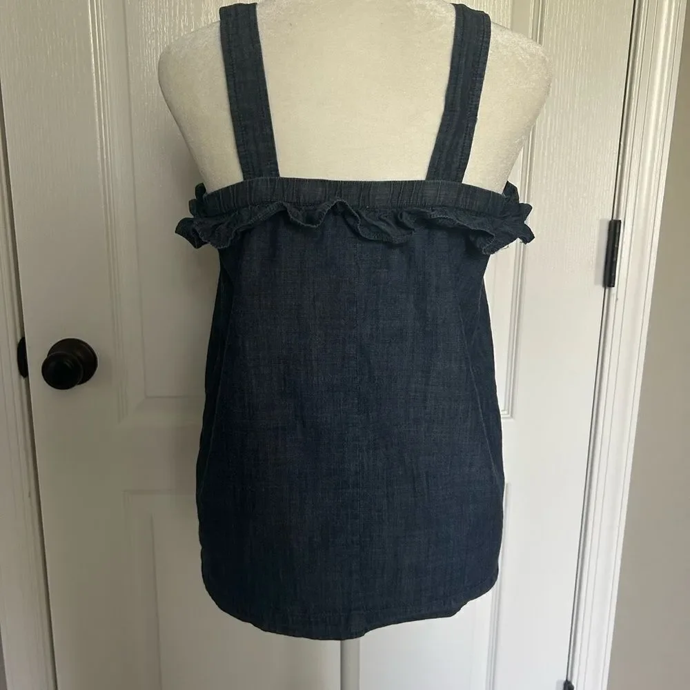 J. Crew Women’s Blue Ruffle 100% Cotton Top Size 00